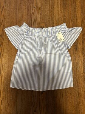 H&M Blue White Striped Off Shoulder Top NWT Size XS
